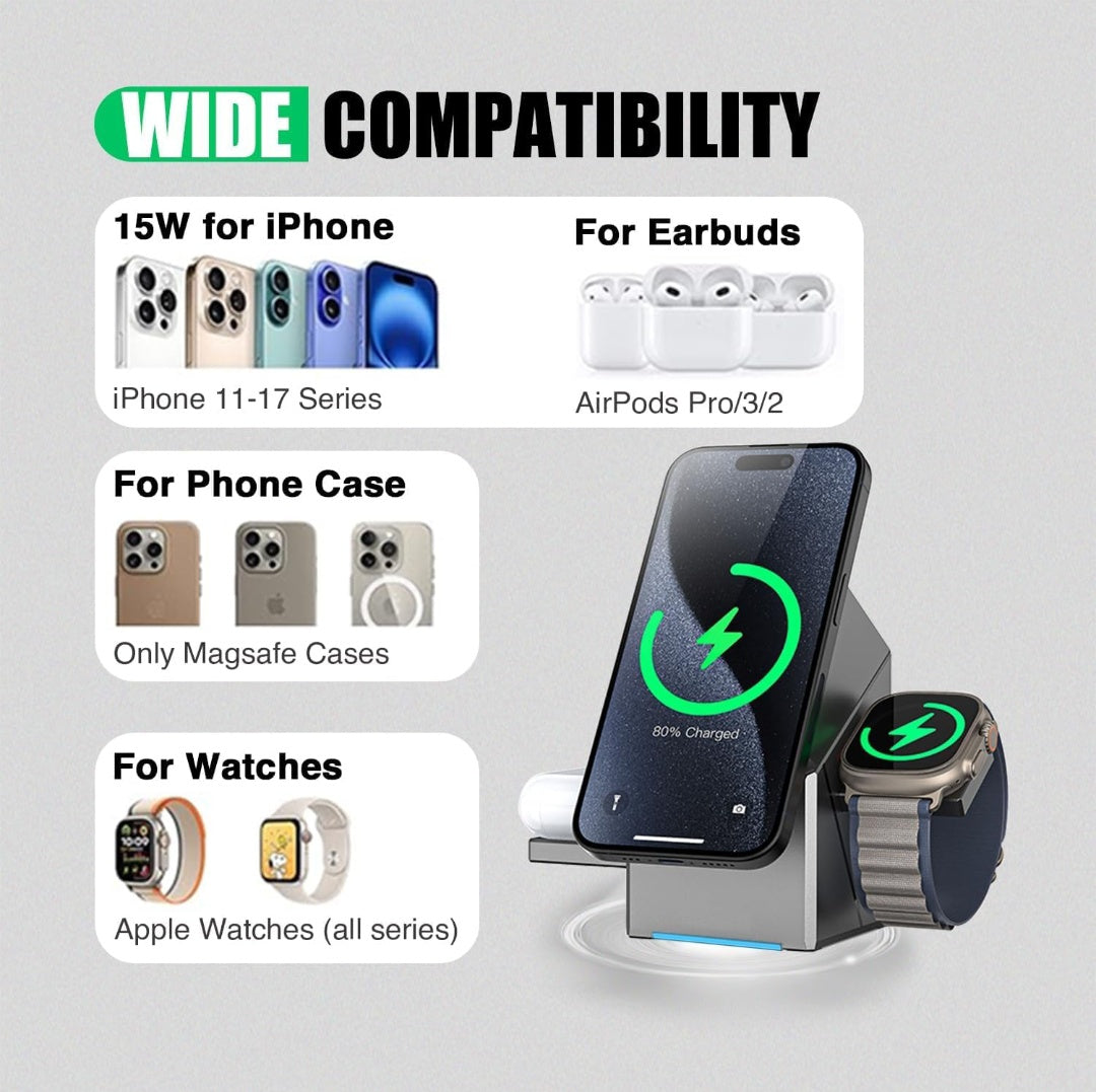 3-in-1 magnetic wireless charging station