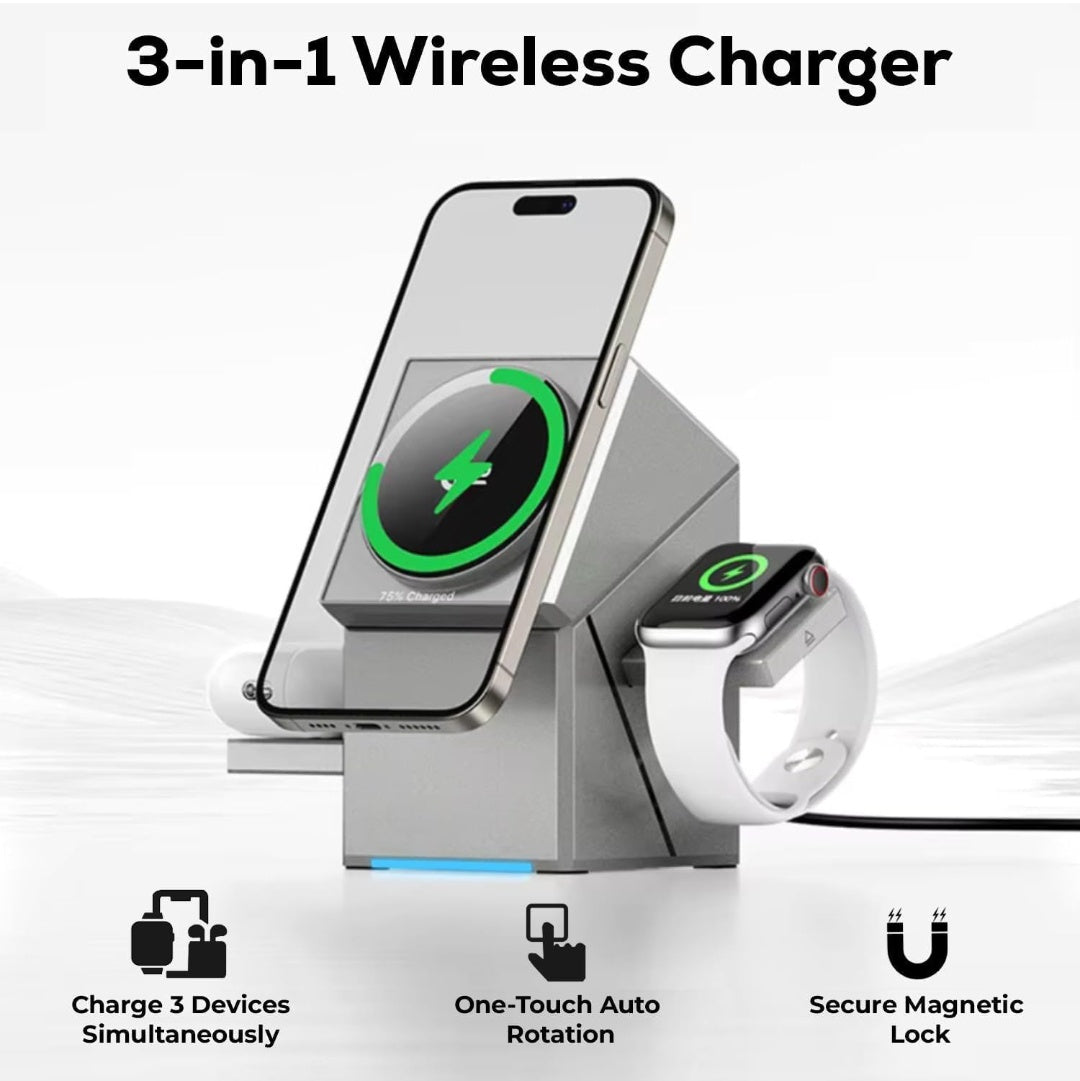 3-in-1 magnetic wireless charging station